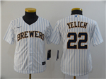 Milwaukee Brewers #22 Christian Yelich Youth White Cool Base Jersey