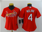 St. Louis Cardinals #4 Yadier Molina Women's Red Cool Base Jersey