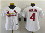 St. Louis Cardinals #4 Yadier Molina Women's White Cool Base Jersey