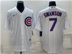 Chicago Cubs #7 Dansby Swanson White Cool Base Jersey