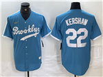 Los Angeles Dodgers #22 Clayton Kershaw Light Blue Cooperstown Collection Jersey