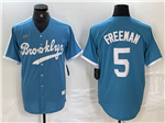 Los Angeles Dodgers #5 Freddie Freeman Light Blue Cooperstown Collection Jersey