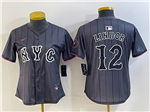 New York Mets #12 Francisco Lindor Graphite Women's 2024 City Connect Limited Jersey