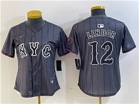 New York Mets #12 Francisco Lindor Graphite Women's 2024 City Connect Limited Jersey