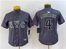 New York Mets #4 Francisco Alvarez Graphite Women's 2024 City Connect Limited Jersey