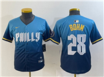 Philadelphia Phillies #28 Alec Bohm Youth Blue 2024 City Connect Limited Jersey