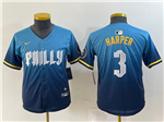 Philadelphia Phillies #3 Bryce Harper Youth Blue 2024 City Connect Limited Jersey