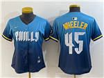 Philadelphia Phillies #45 Zack Wheeler Women's Blue 2024 City Connect Limited Jersey