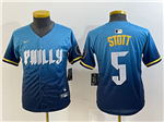 Philadelphia Phillies #5 Bryson Stott Youth Blue 2024 City Connect Limited Jersey