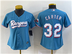 Texas Rangers #32 Evan Carter Women's Light Blue Limited Jersey