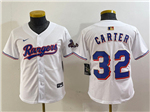 Texas Rangers #32 Evan Carter Youth White 2024 Gold Collection Limited Jersey