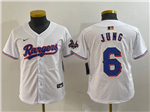 Texas Rangers #6 Josh Jung Youth White 2024 Gold Collection Limited Jersey