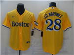 Boston Red Sox #28 J.D. Martinez Gold With Name 2021 City Connect Cool Base Jersey