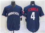 Minnesota Twins #4 Carlos Correa 2023 Alternate Navy Cool Base Jersey