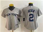 New York Yankees #2 Derek Jeter Women's Gray Away Limited Jersey