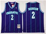 Charlotte Hornets #2 Larry Johnson Purple Hardwood Classics Jersey
