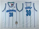 Charlotte Hornets #30 Dell Curry White Hardwood Classics Jersey