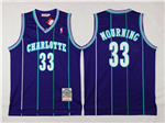 Charlotte Hornets #33 Alonzo Mourning Purple Hardwood Classics Jersey