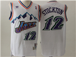 Utah Jazz #12 John Stockton White Hardwood Classics Jersey