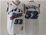 Utah Jazz #32 Karl Malone White Hardwood Classics Jersey