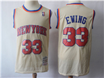 New York Knicks #33 Patrick Ewing Gold Hardwood Classics Jersey