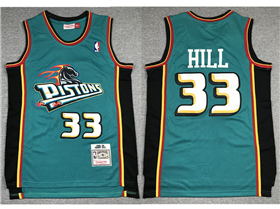 Detroit Pistons #33 Grant Hill 1998-99 Teal Hardwood Classics Jersey