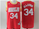 Houston Rockets #34 Hakeem Olajuwon Red Hardwood Classics Jersey
