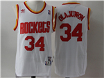 Houston Rockets #34 Hakeem Olajuwon White Hardwood Classics Jersey