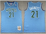 Minnesota Timberwolves #21 Kevin Garnett 1995-96 Light Blue Hardwood Classics Jersey