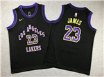 Los Angeles Lakers #23 Lebron James Youth 2023-24 Black City Edition Swingman Jersey