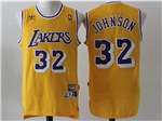 Los Angeles Lakers #32 Magic Johnson Gold Hardwood Classics Jersey