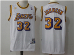 Los Angeles Lakers #32 Magic Johnson White Hardwood Classics Jersey