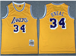 Los Angeles Lakers #34 Shaquille O'Neal 1996-97 Gold Hardwood Classics Jersey
