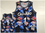Orlando Magic #1 Anfernee Hardaway 1994-95 Black Floral Fashion Hardwood Classics Jersey