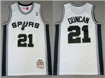 San Antonio Spurs #21 Tim Duncan 1998-99 White Hardwood Classics Jersey