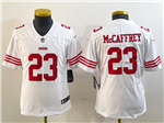 San Francisco 49ers #23 Christian McCaffrey Youth White Vapor Limited Jersey