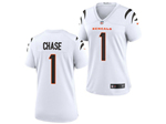 Cincinnati Bengals #1 Ja'Marr Chase Women's White Vapor Limited Jersey