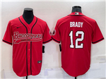 Tampa Bay Buccaneers #12 Tom Brady Red Baseball Cool Base Jersey