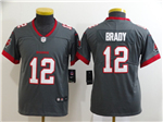 Tampa Bay Buccaneers #12 Tom Brady Youth Gray Vapor Limited Jersey