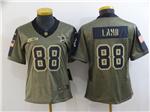 Dallas Cowboys #88 CeeDee Lamb Women's 2021 Olive Salute To Service Limited Jersey
