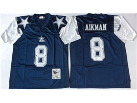 Dallas Cowboys #8 Troy Aikman 1995 Throwback Navy Blue Jersey