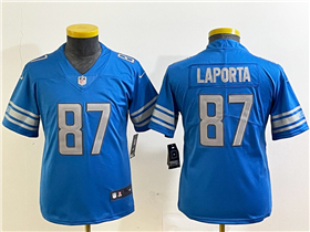 Detroit Lions #87 Sam LaPorta Youth Blue Vapor Limited Jersey