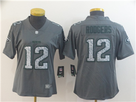 Green Bay Packers #12 Aaron Rodgers Women's Gray Camo Limited Jersey