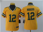 Green Bay Packers #12 Aaron Rodgers Youth Gold Inverted Limited Jersey