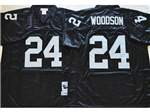 Oakland Raiders #24 Charles Woodson Throwback Black Jersey