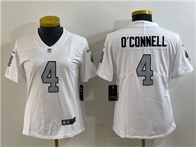 Las Vegas Raiders #4 Aidan O'Connell Women's White Color Rush Limited Jersey