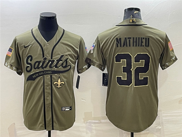 New Orleans Saints #32 Tyrann Mathieu Olive Salute To Service Baseball ...