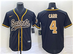 New Orleans Saints #4 Derek Carr Black Baseball Cool Base Jersey