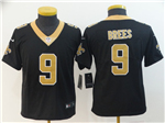 New Orleans Saints #9 Drew Brees Youth Black Vapor Limited Jersey