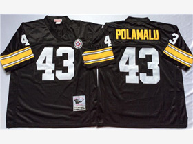 Pittsburgh Steelers #43 Troy Polamalu Throwback Black Jersey